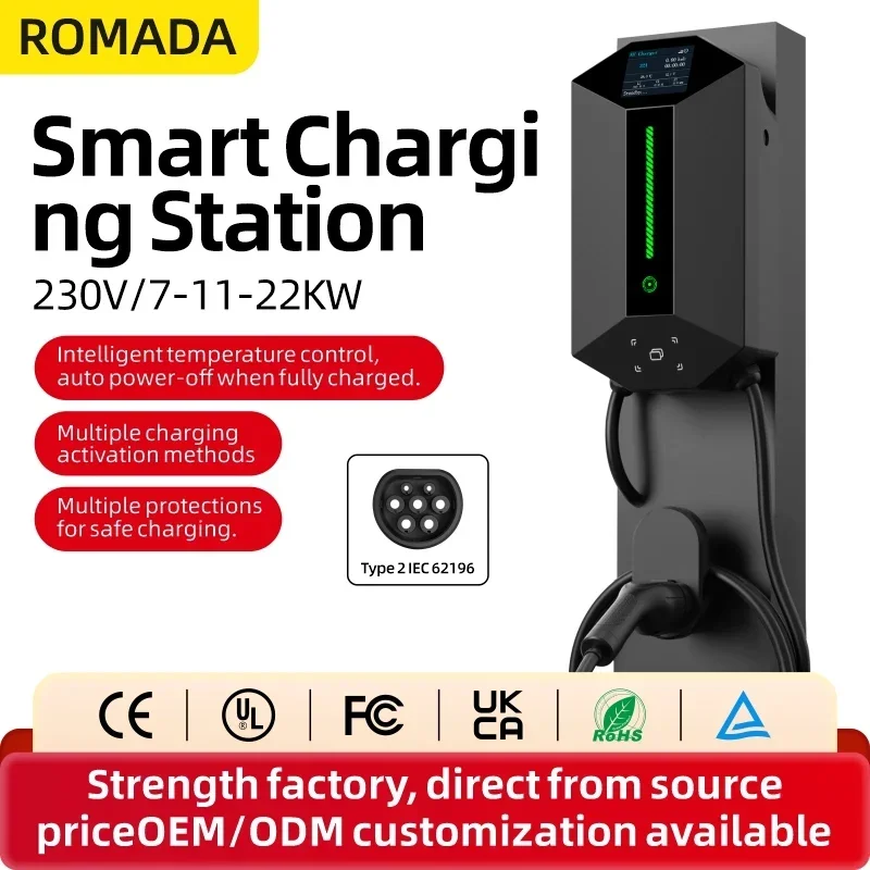 Wallbox Ev - 7KW 11KW 22KW ROMADA Intelligente EV-Ladestation