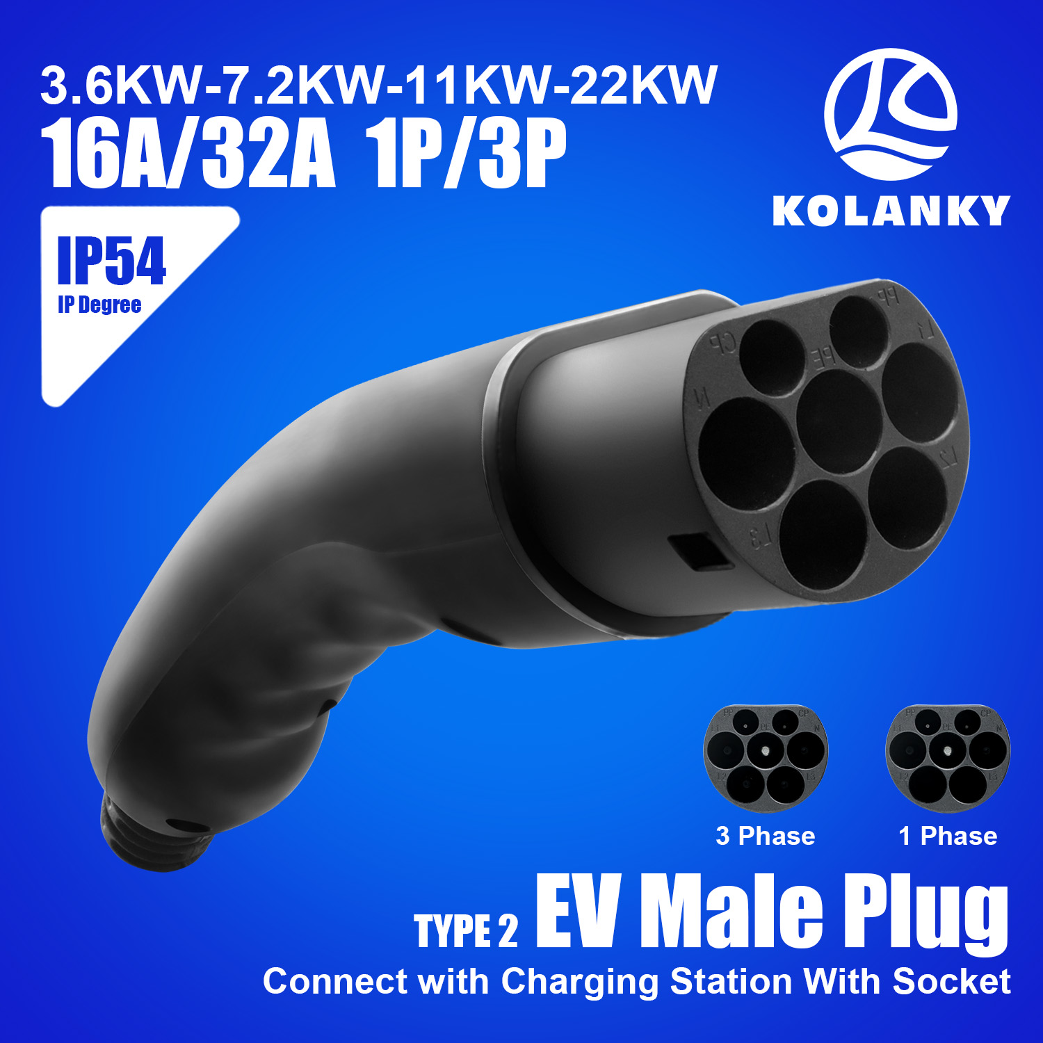 Ev Charging Cable - Kolanky EV-Ladestecker 16A 3,6KW 11KW 32A
