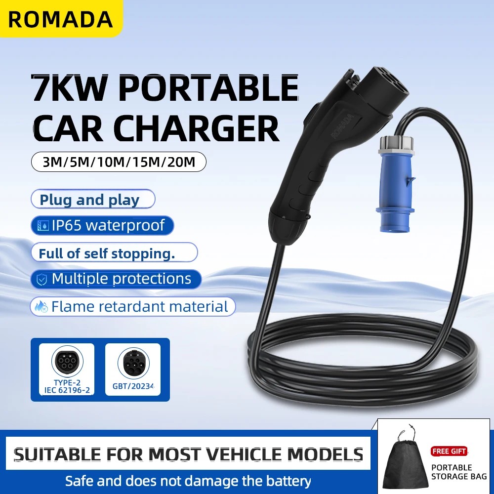 Ev Charger Adapter - 7KW 32A Elektrofahrzeug EV Tragbares Ladegerät